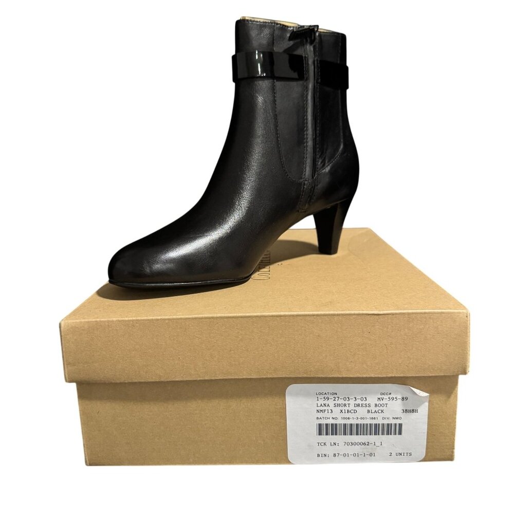 Cole Haan Lana Short Dress Boots Womens Black Leather Ankle, Size 8.5B NWB